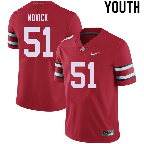 Ohio State Buckeyes #51 Brett Novick Youth Stitched Jersey Red OSU62688